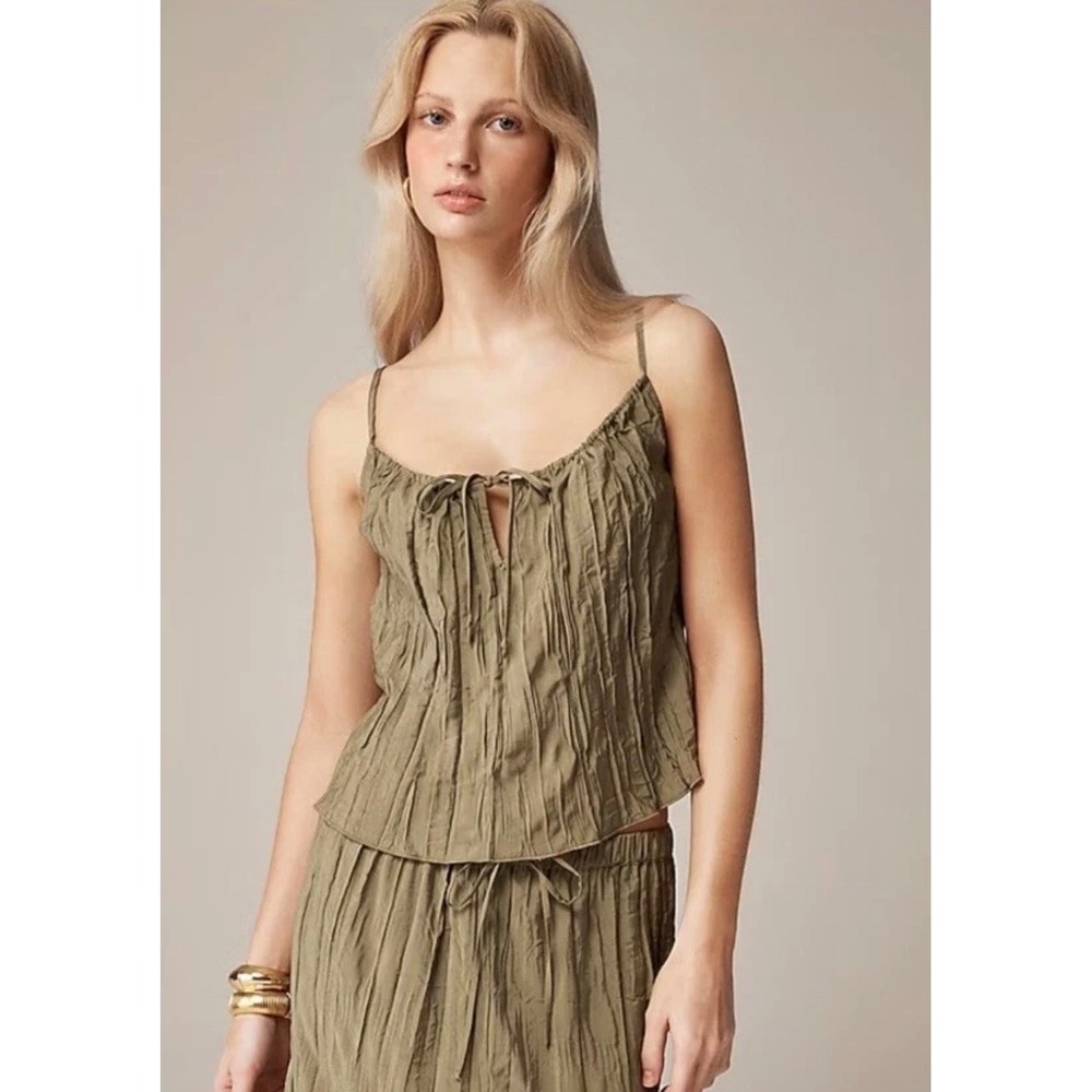J.Crew Crinkled Viscose Camisole Top Black Small cottage core minimalist NWT